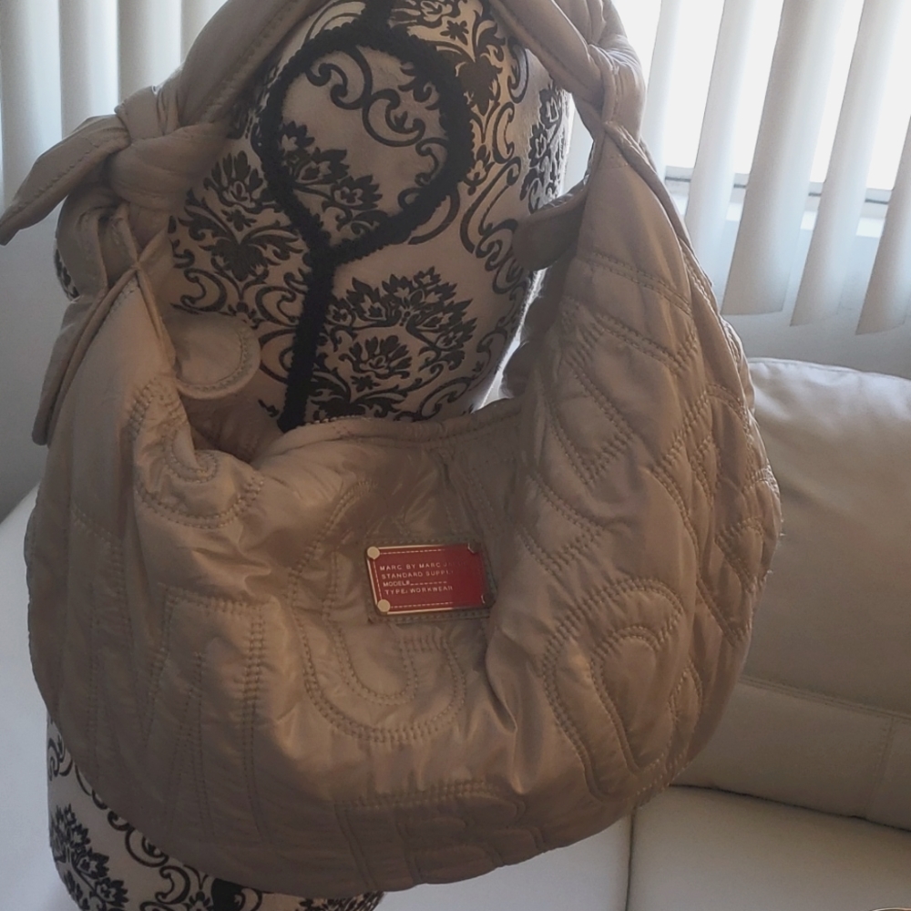 Marc by Marc Jacobs Silver/Lt. Grey Nylon Quilted Hobo
